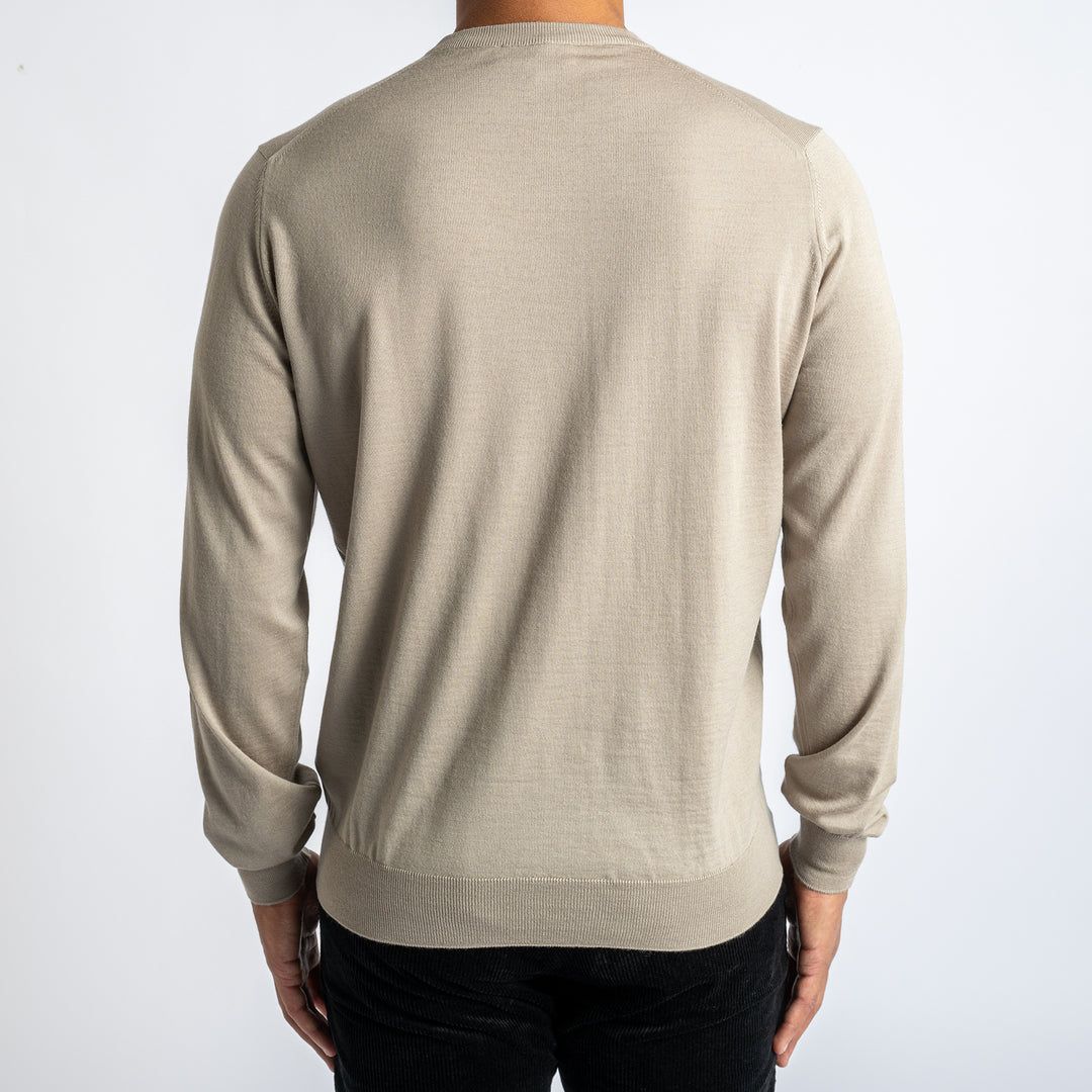 ROYAL 120'S MERINO CREWNECK GREIGE