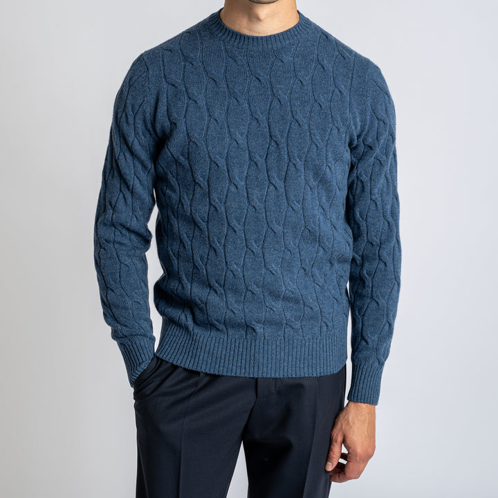 Cable Knitted Sweater LIGHT BLUE