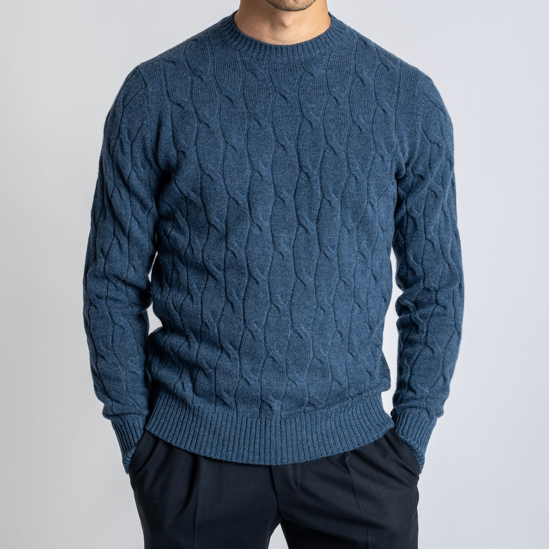 Cable Knitted Sweater LIGHT BLUE