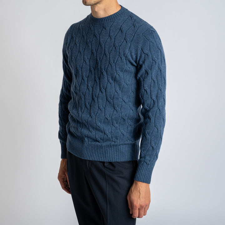 Cable Knitted Sweater LIGHT BLUE