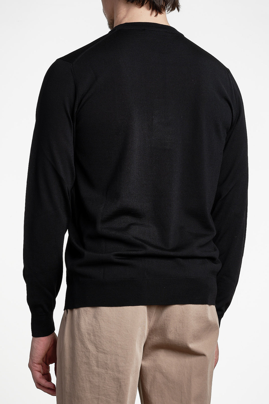 Crewneck Sweater Royal Merino Black – Filippo De Laurentiis, bakifrån