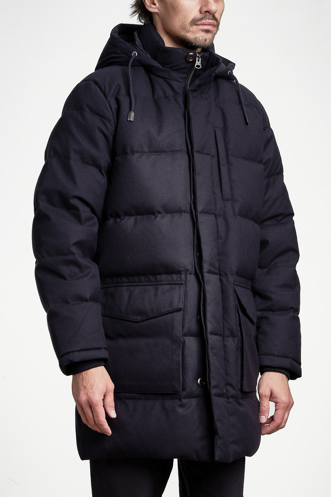 Flannel Down Mid Length Jacket Evening Blue – GANT, sidan