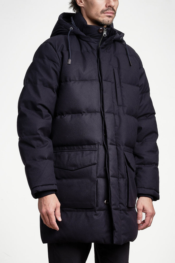 Flannel Down Mid Length Jacket Evening Blue – GANT, sidan