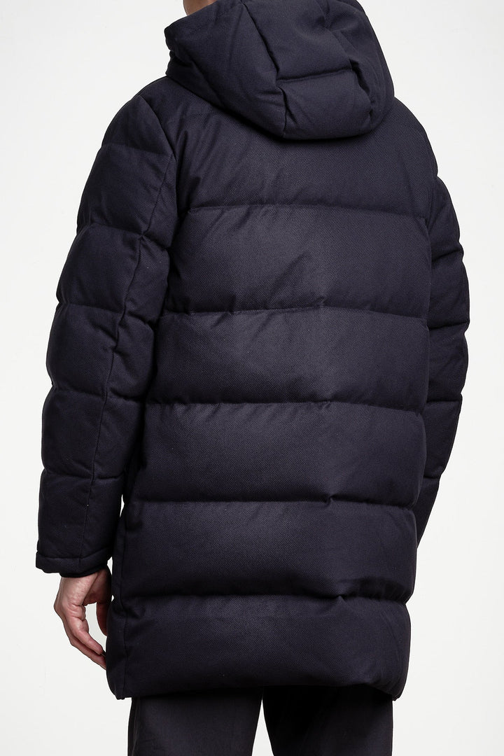 Flannel Down Mid Length Jacket Evening Blue – GANT, bakifrån