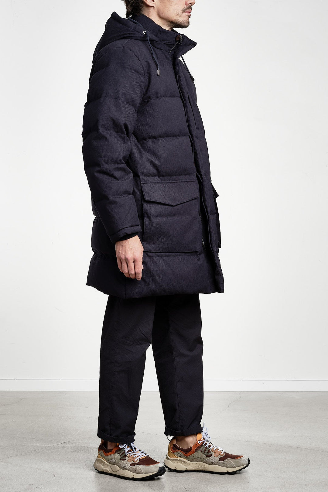 Flannel Down Mid Length Jacket Evening Blue – GANT, detalj