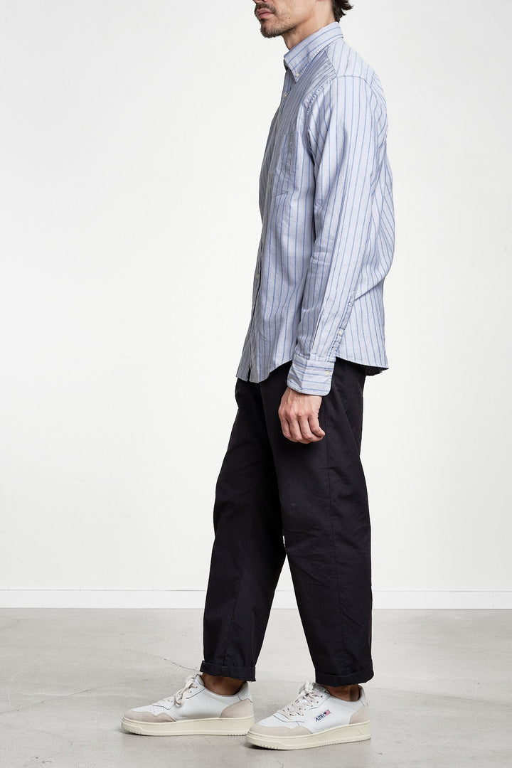 Reg Archive Oxford Stripe Shirt Concrete Grey – GANT, detalj