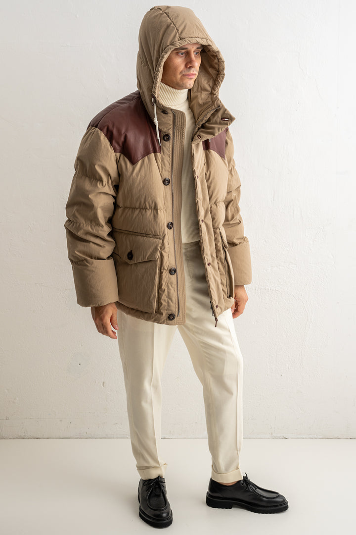 Cotton Goose Down Parka Caramel Beige