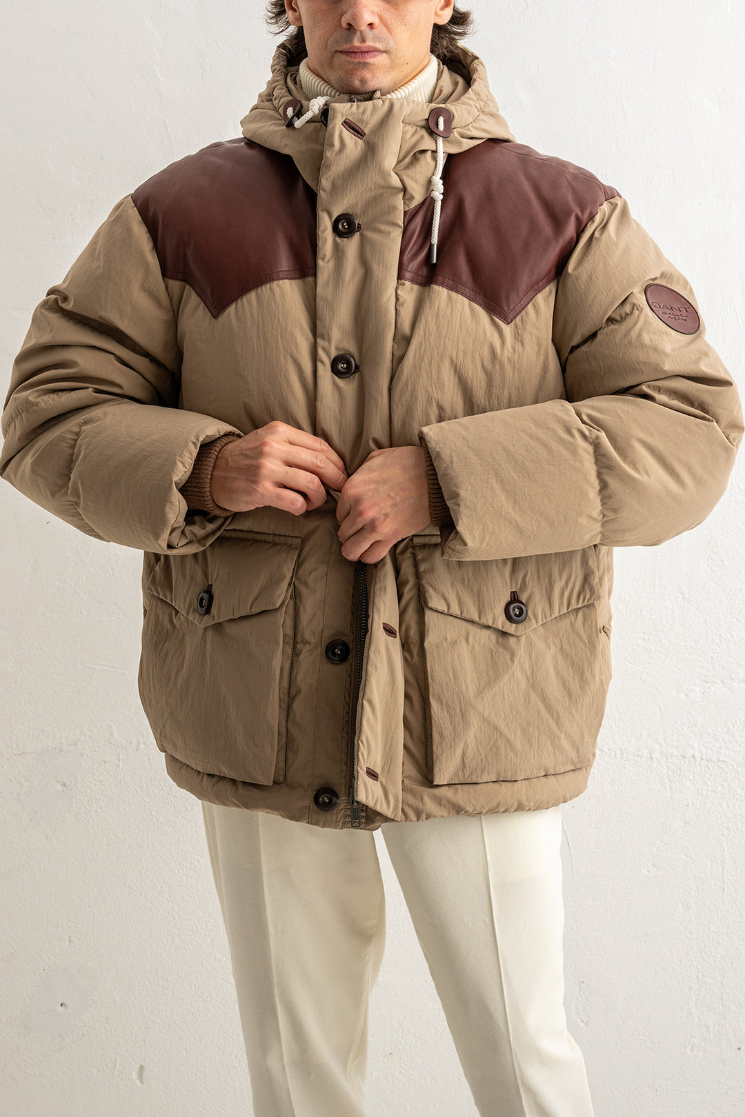 Cotton Goose Down Parka Caramel Beige