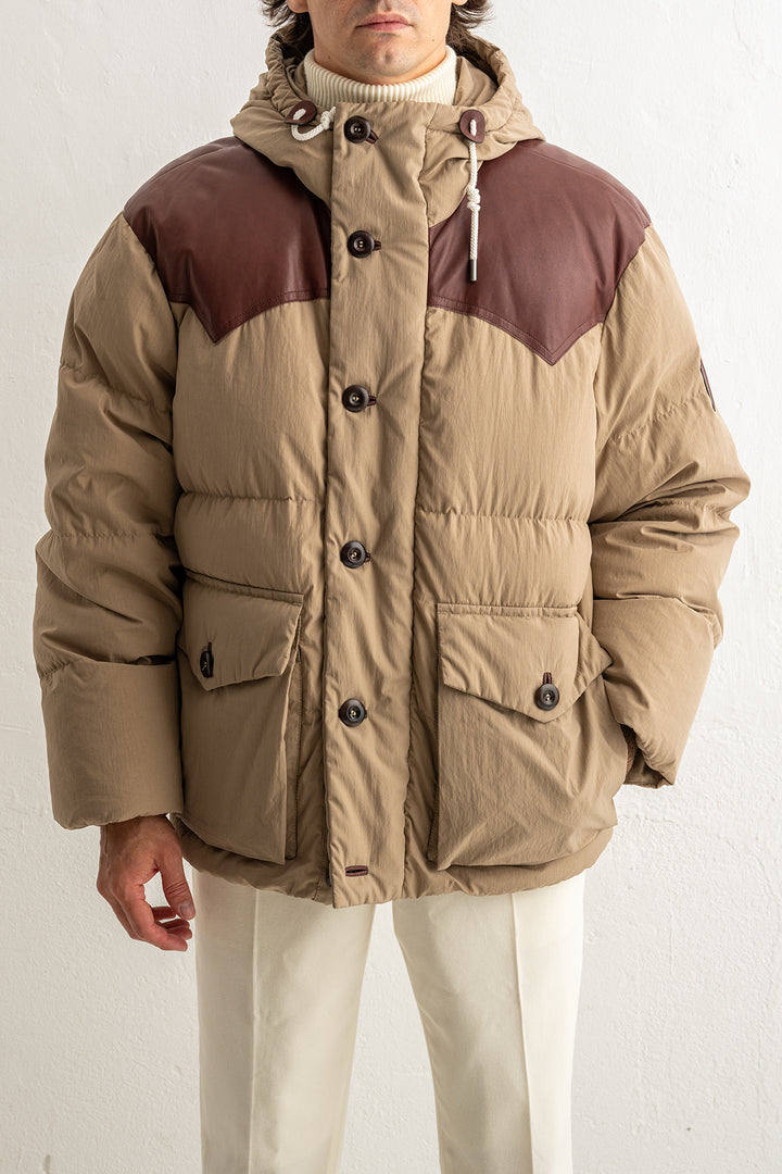Cotton Goose Down Parka Caramel Beige