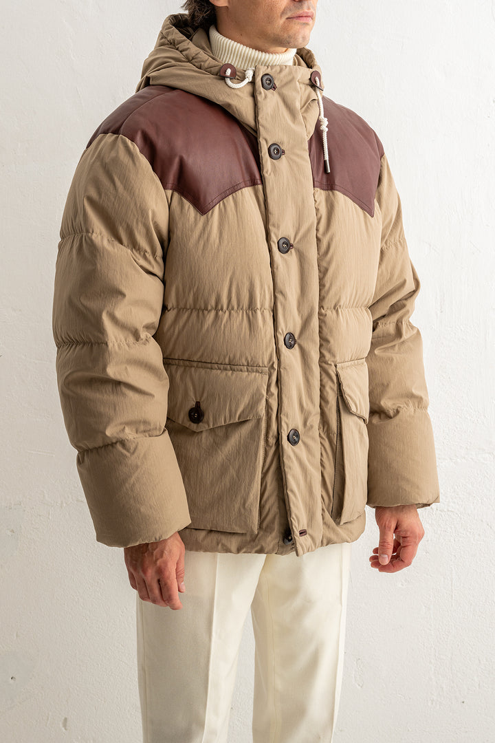 Cotton Goose Down Parka Caramel Beige