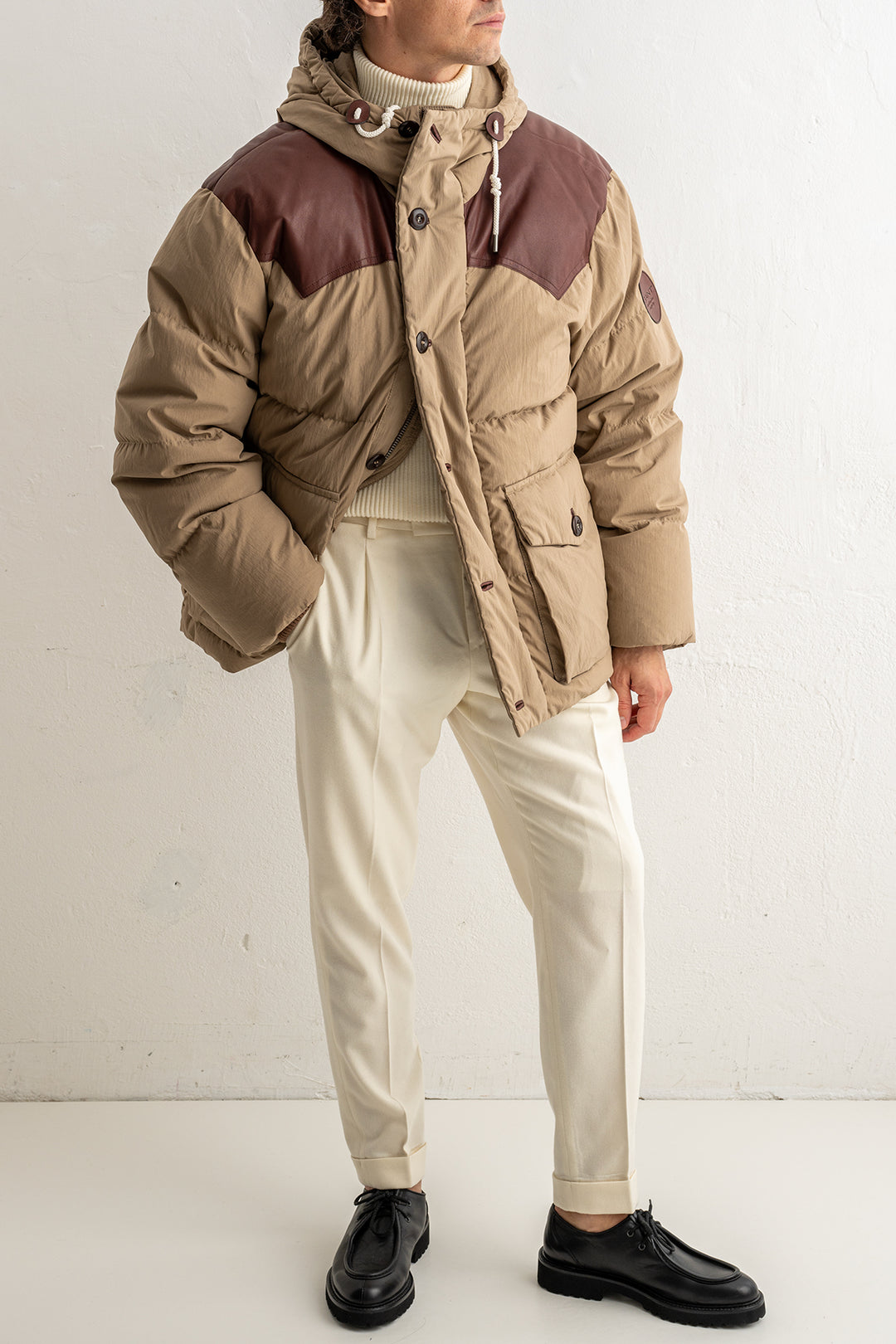 Cotton Goose Down Parka Caramel Beige