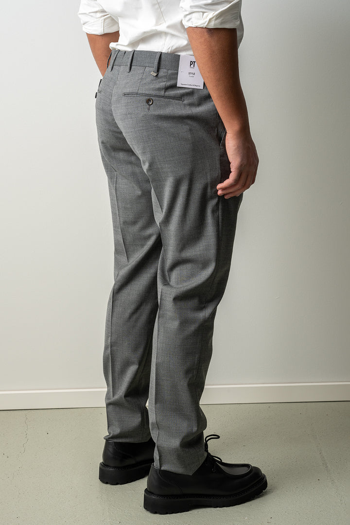 Gentleman One Pleat Wool Trouser MID GREY