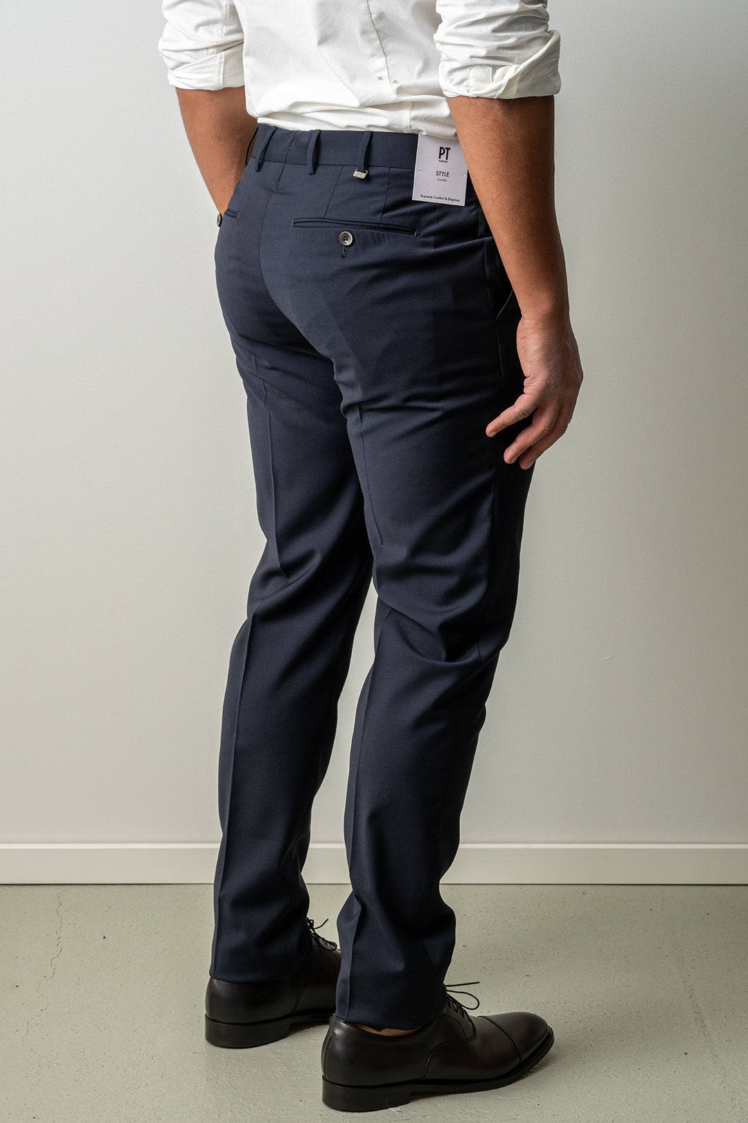 Gentleman One Pleat Wool Trouser Navy