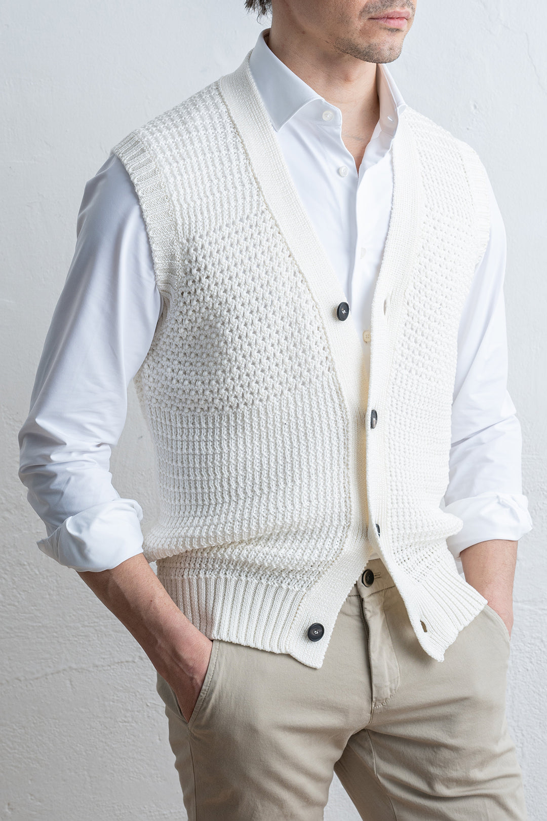 Gerald Cotton Waistcoat Offwhite