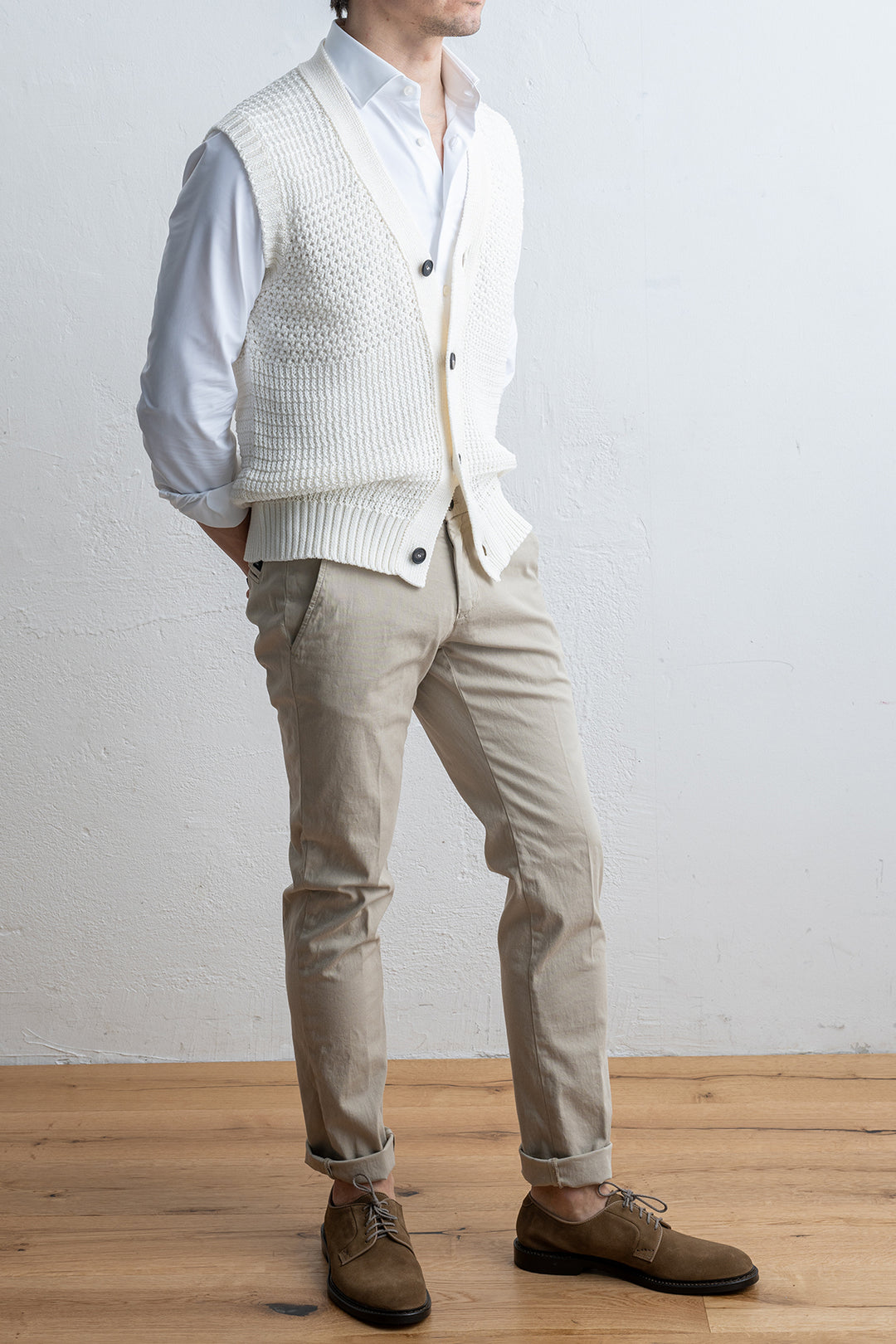 Gerald Cotton Waistcoat Offwhite