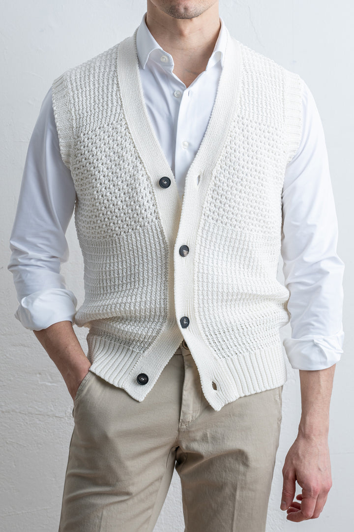 Gerald Cotton Waistcoat Offwhite