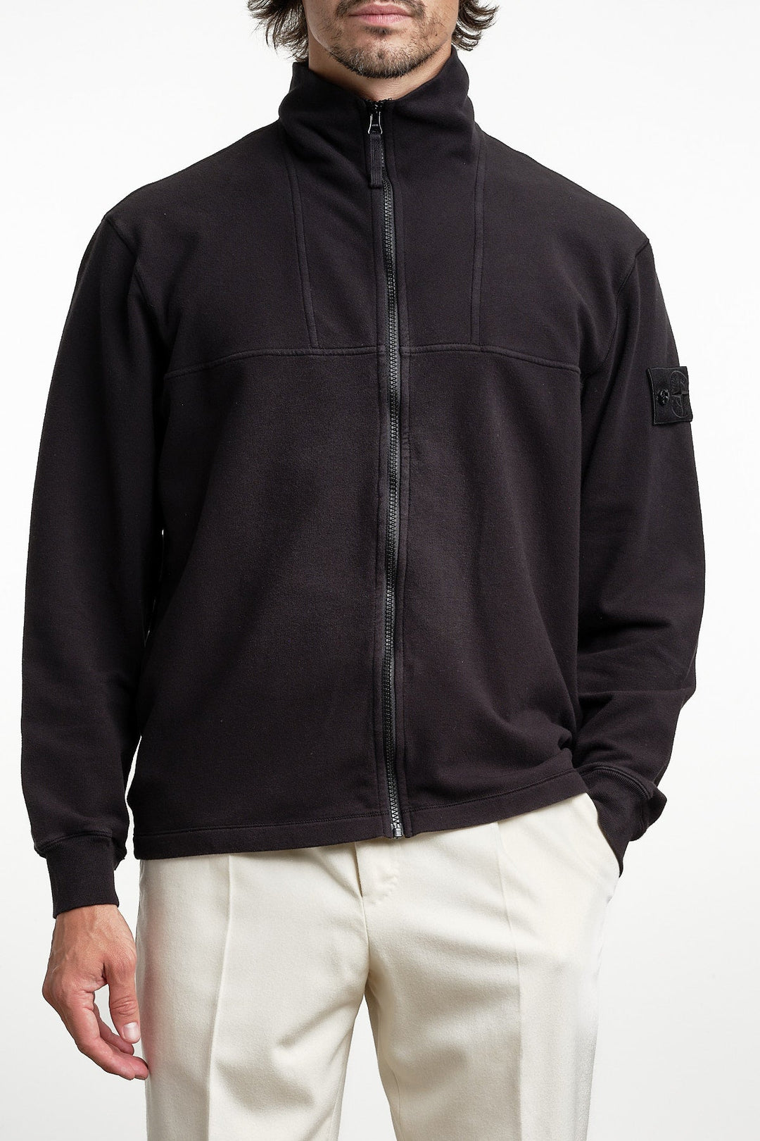 Ghost Piece Fleece Zip-Up Cardigan Black