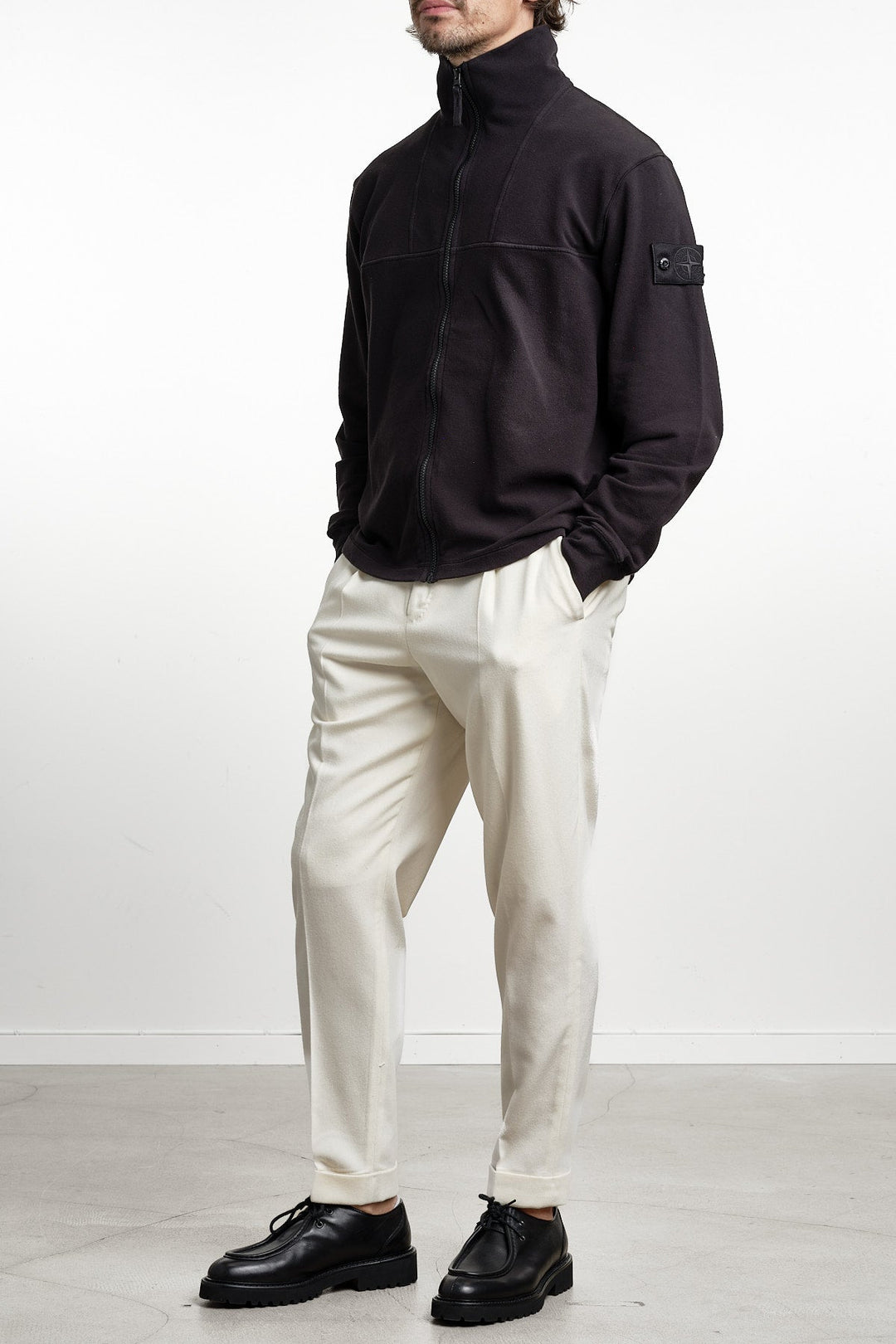 Ghost Piece Fleece Zip-Up Cardigan Black