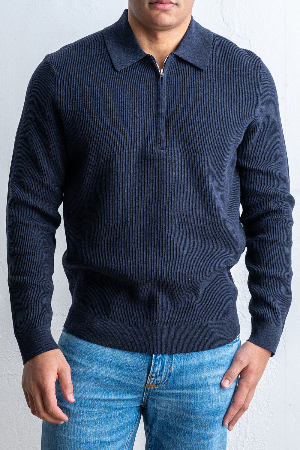 Hansie LS Zip 6600 Navy melange