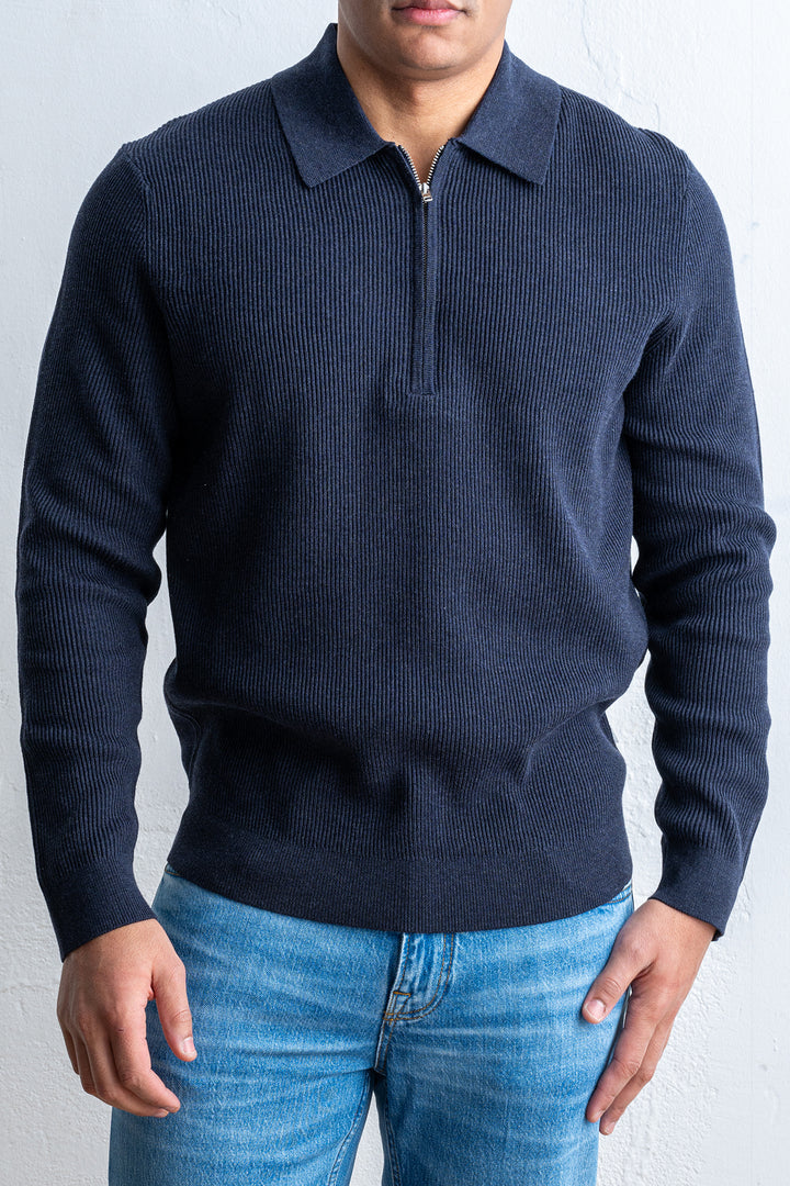 Hansie LS Zip 6600 Navy melange