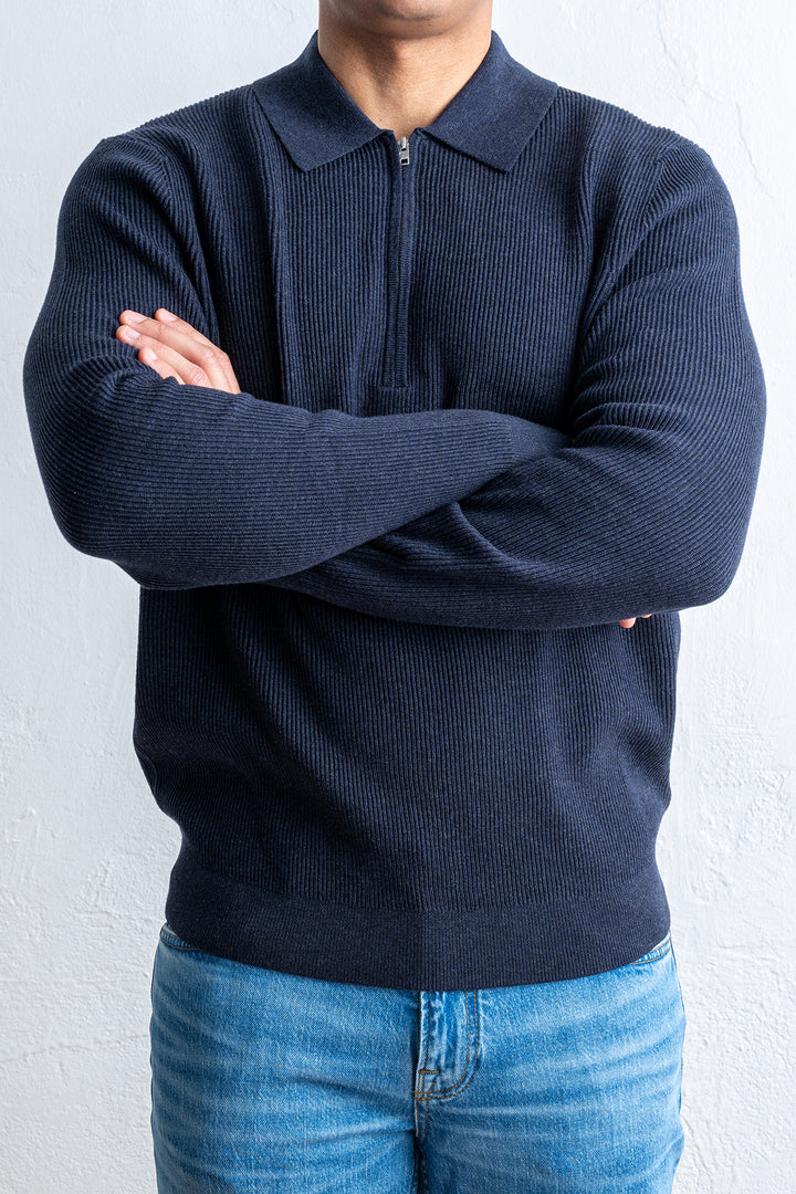 Hansie LS Zip 6600 Navy melange