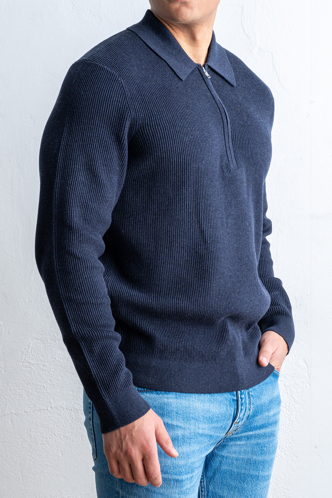 Hansie LS Zip 6600 Navy melange