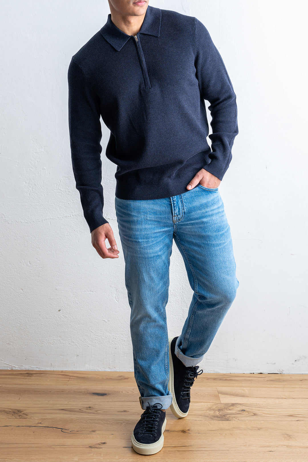 Hansie LS Zip 6600 Navy melange