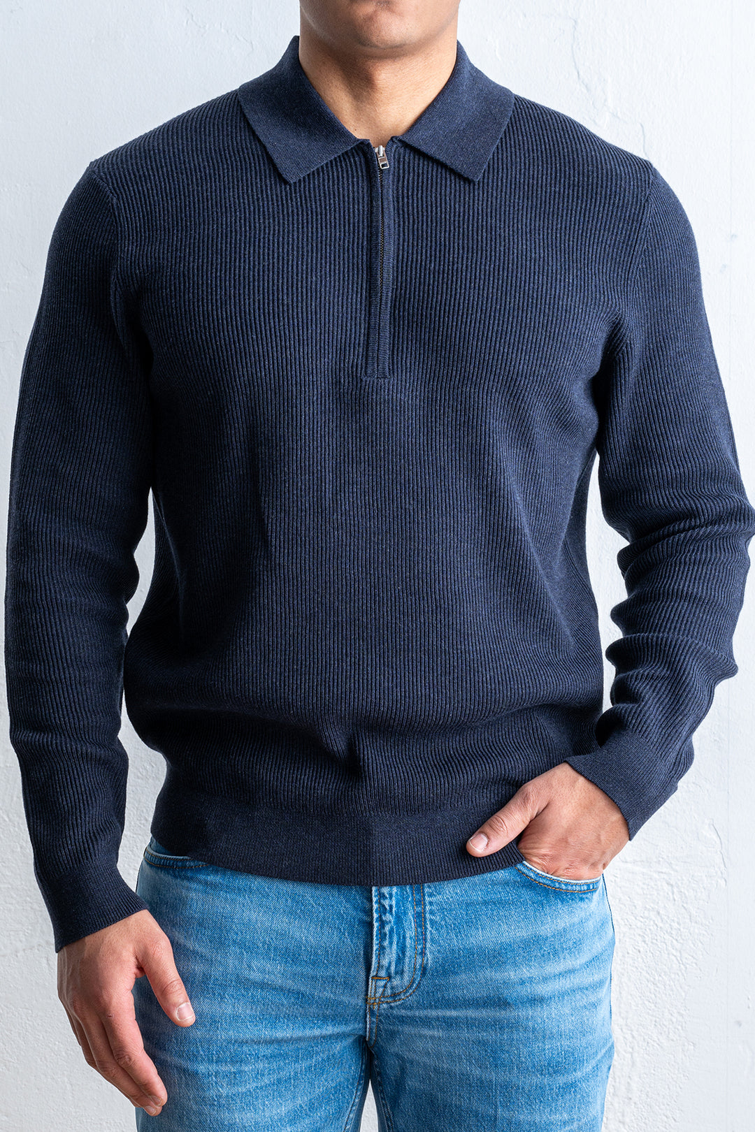 Hansie LS Zip 6600 Navy melange