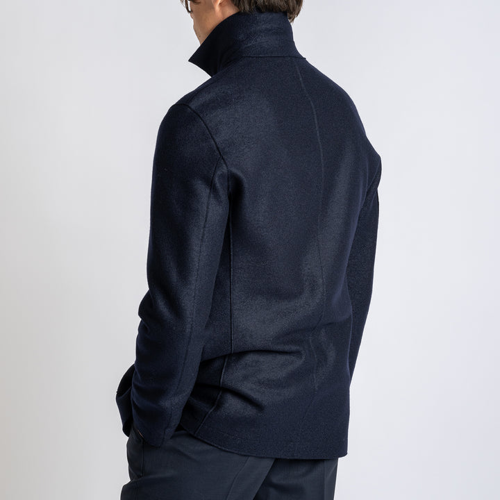 Men Dropped Shoulder Jacket Light Pressed Wool Navy