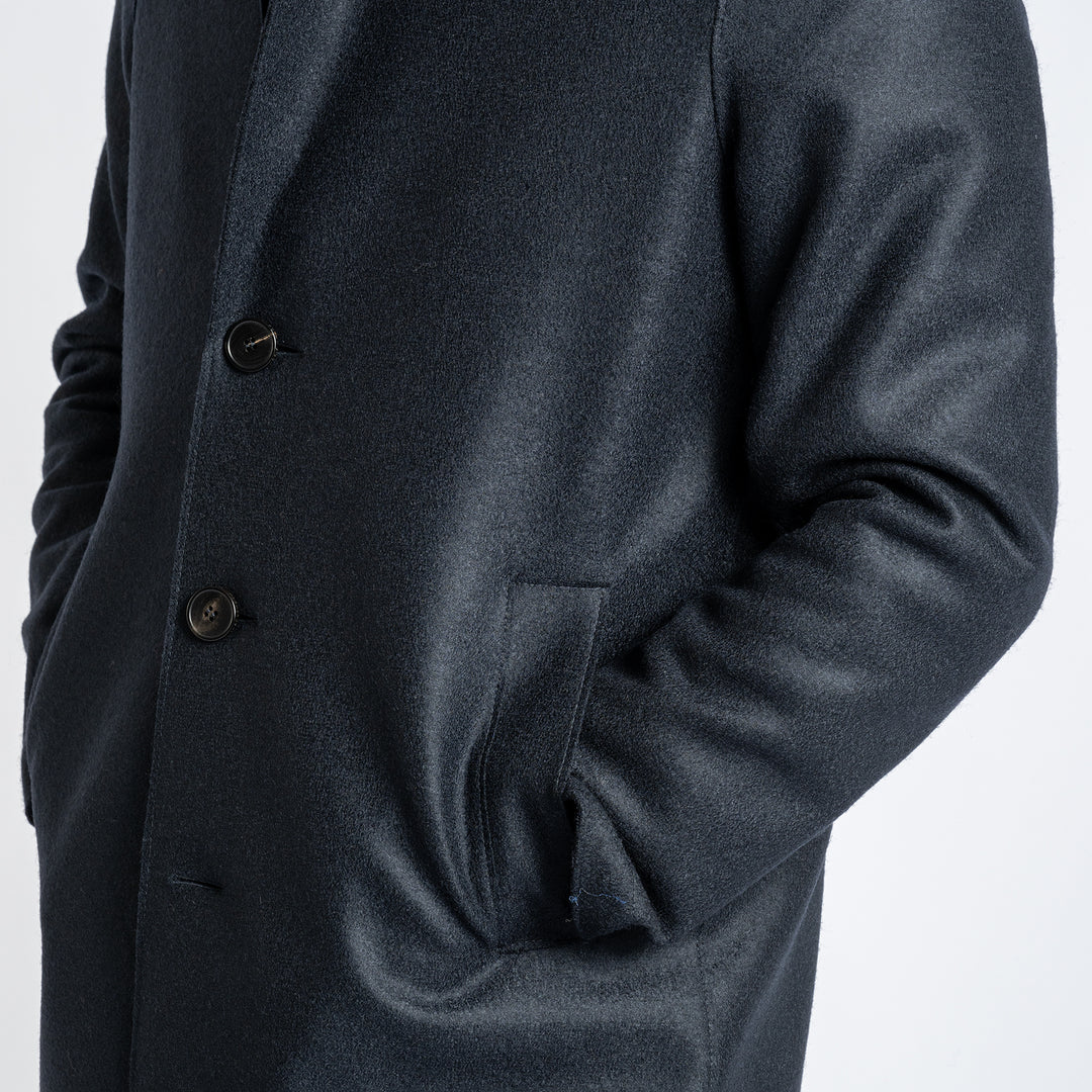 Men Overcoat Pressed Wool Dark Blue