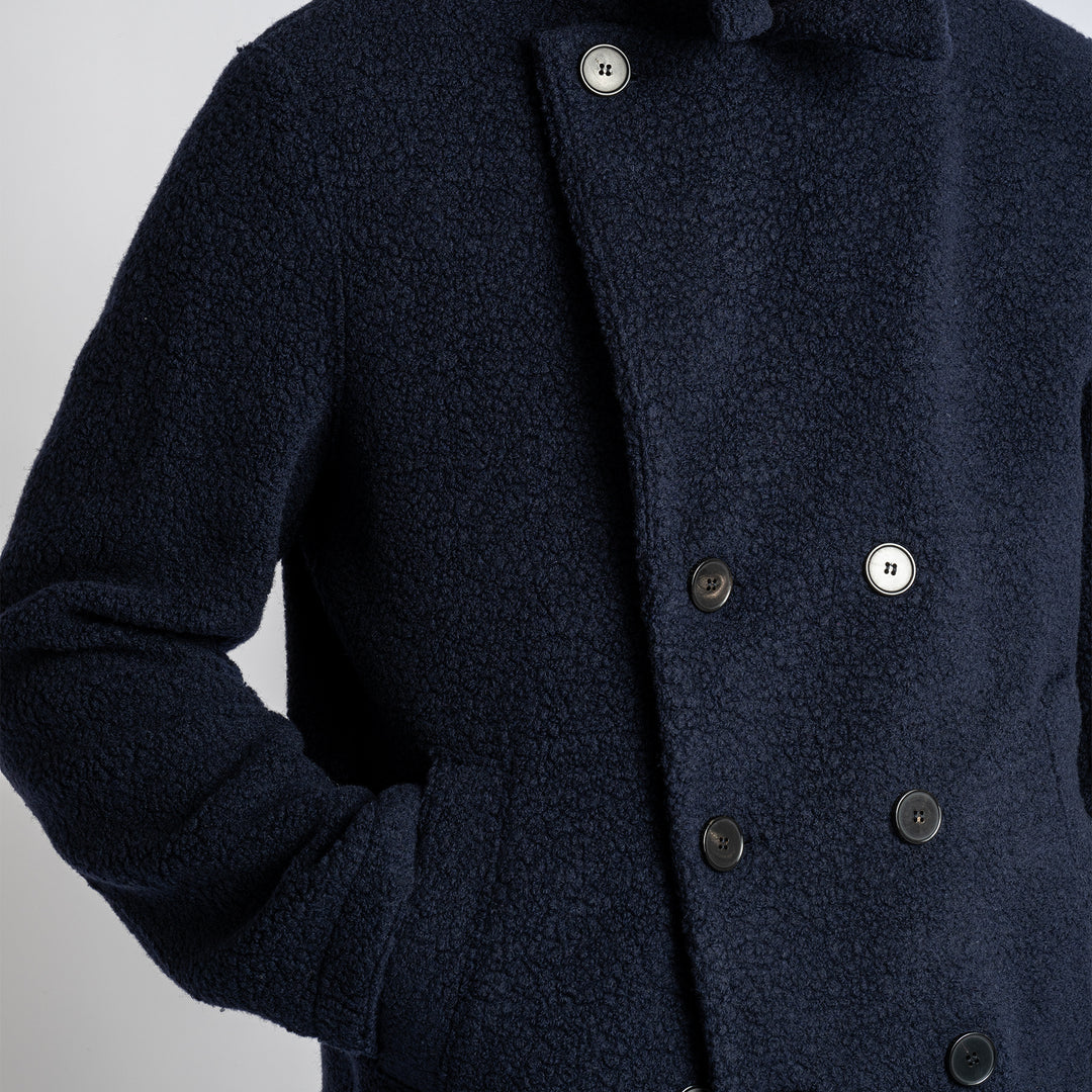 Men Peacoat Bouclé Navy Blue