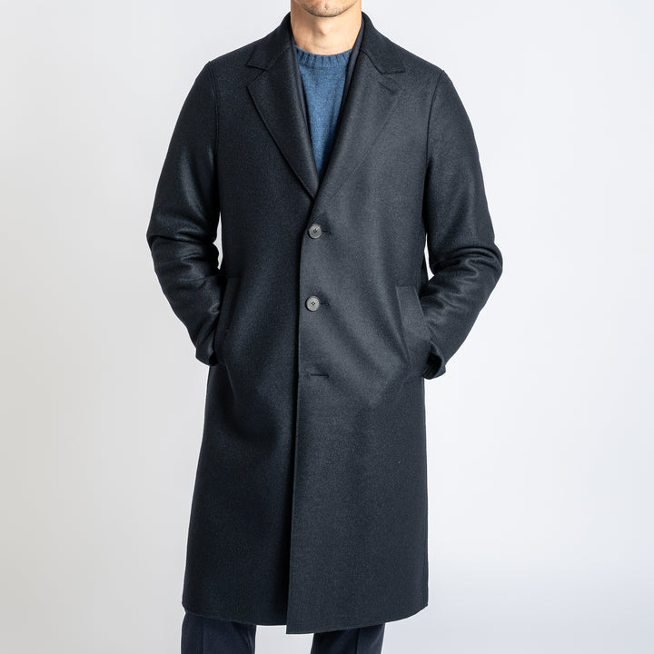 Men Overcoat Pressed Wool Dark Blue