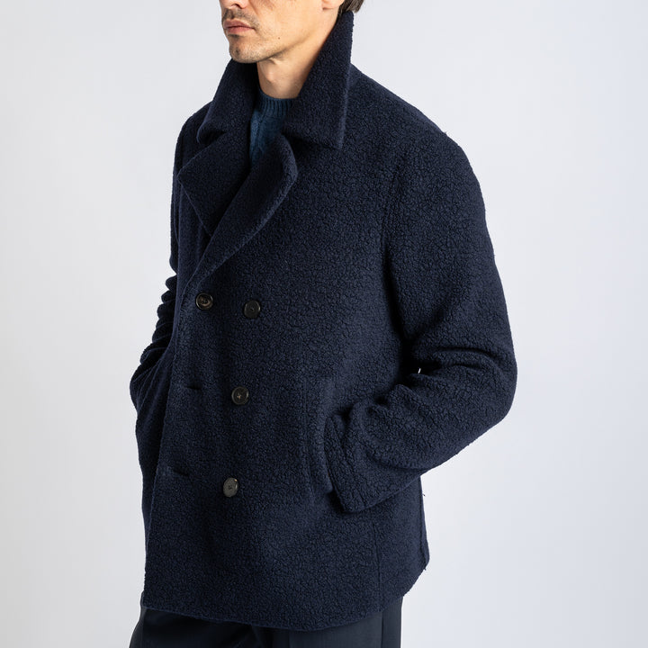 Men Peacoat Bouclé Navy Blue