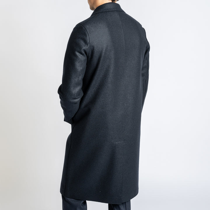 Men Overcoat Pressed Wool Dark Blue