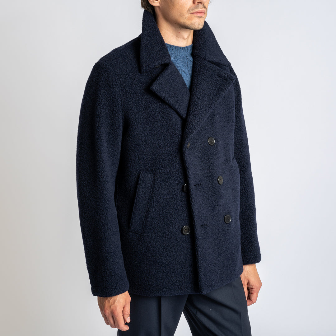 Men Peacoat Bouclé Navy Blue