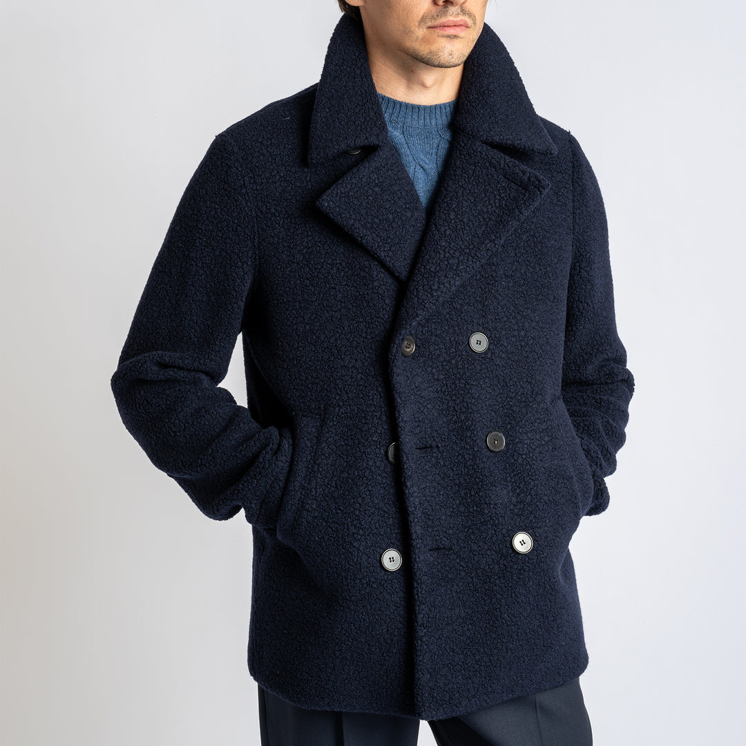 Men Peacoat Bouclé Navy Blue