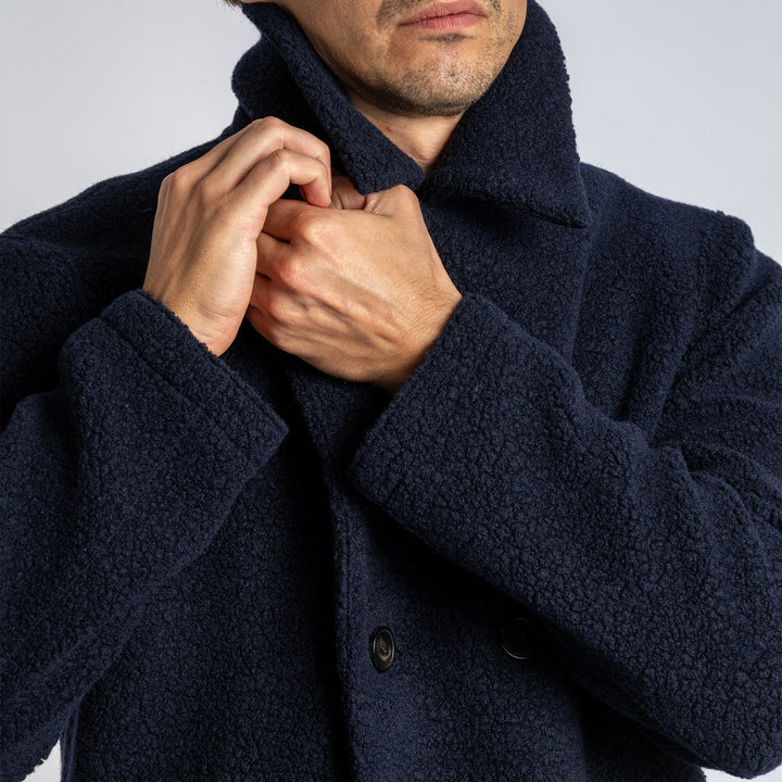 Men Peacoat Bouclé Navy Blue