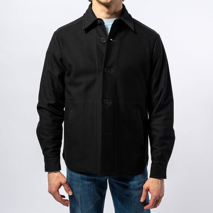 Men shirt jacket cotton twill BLACK