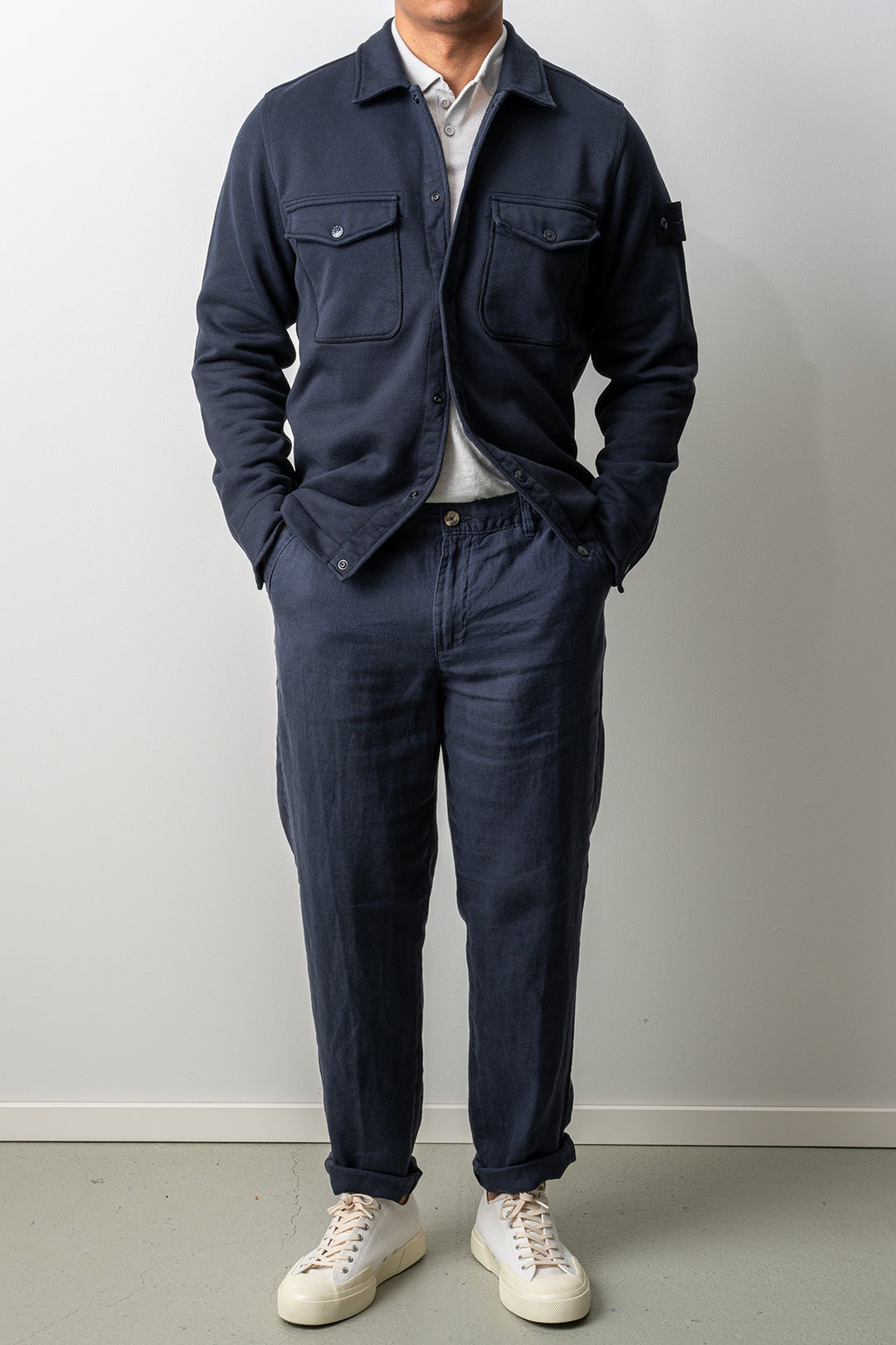 Heavy Organic Cotton Fleece Ghost Sweater 6100026 Navy Blue