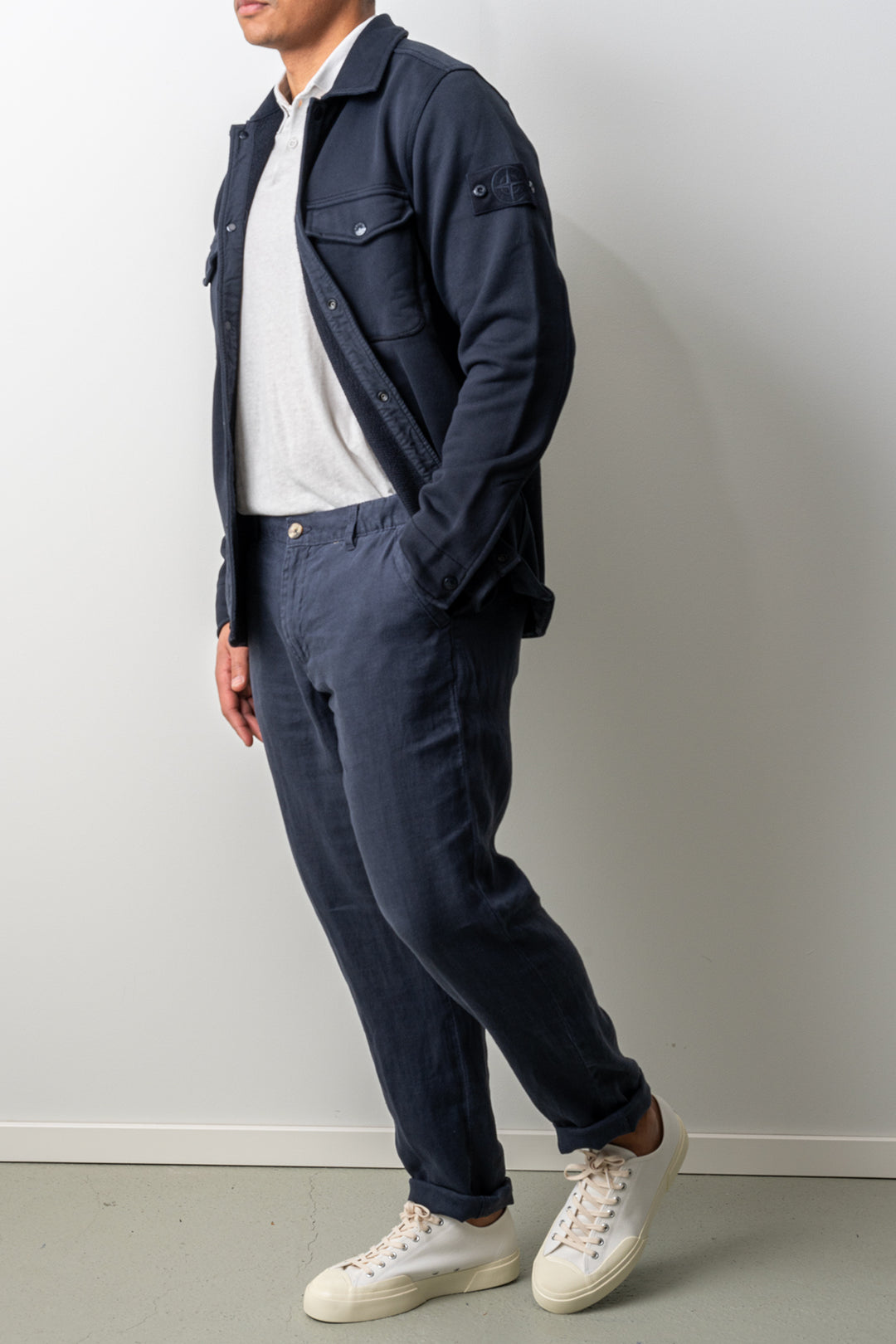 Heavy Organic Cotton Fleece Ghost Sweater 6100026 Navy Blue