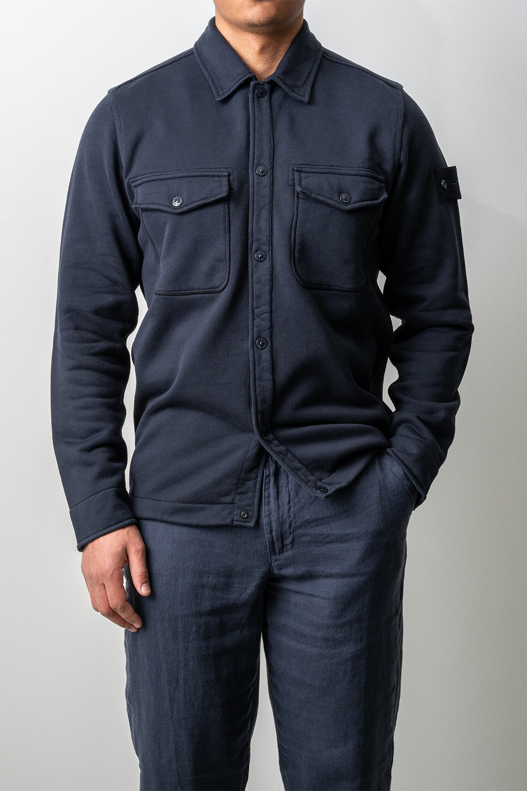 Heavy Organic Cotton Fleece Ghost Sweater 6100026 Navy Blue