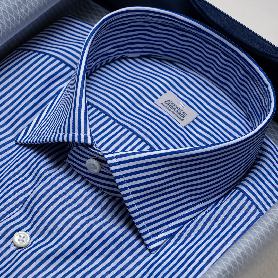 Cotton Business Stripe Regular Fit BLUE