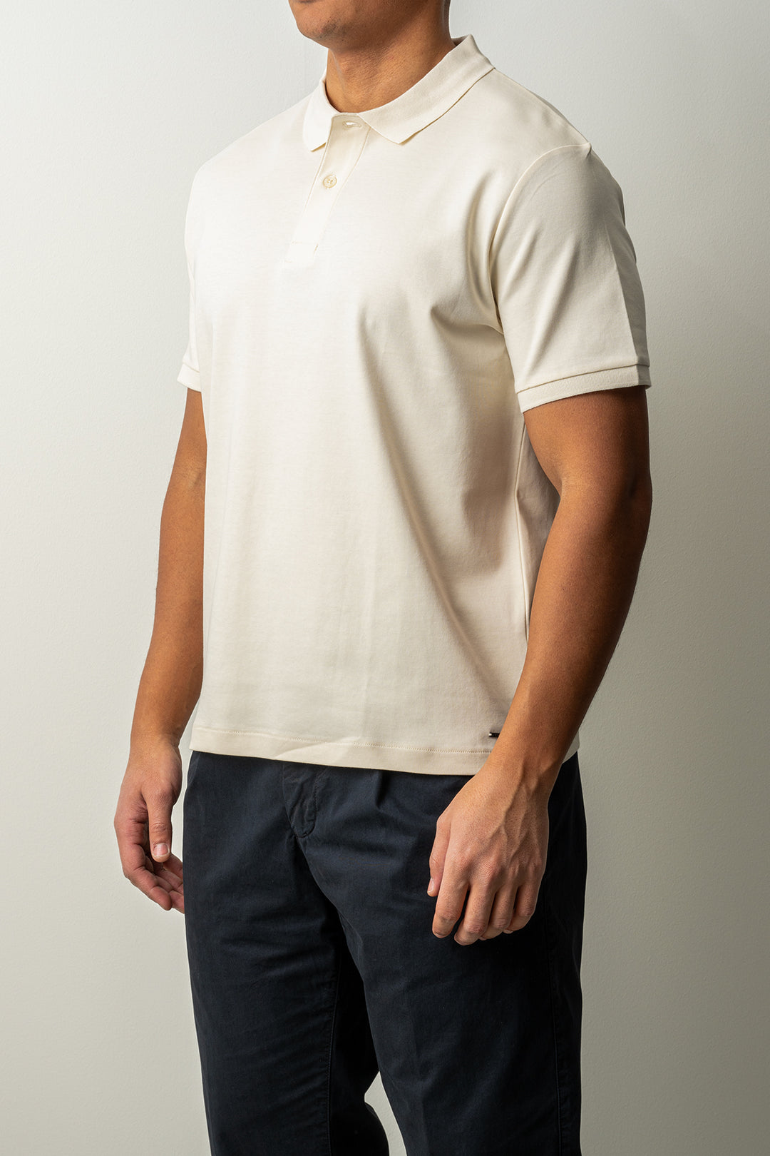Interlock SS Polo Creamd White