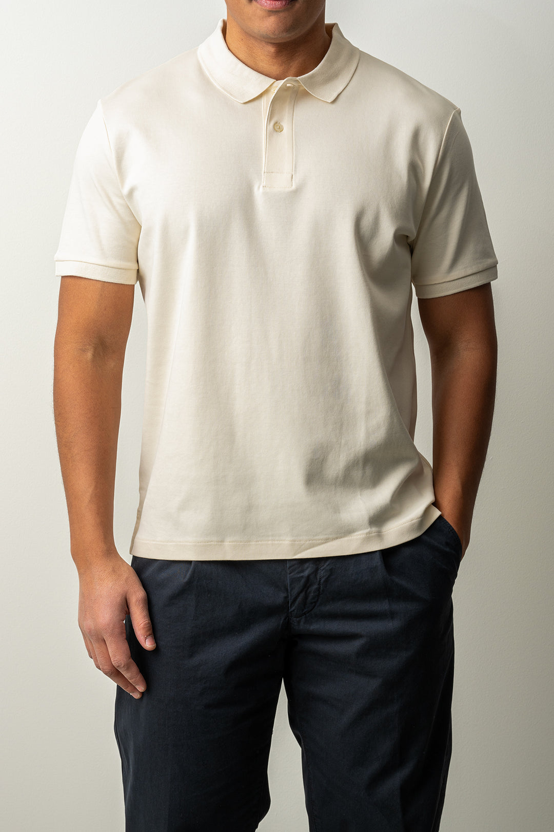 Interlock SS Polo Creamd White