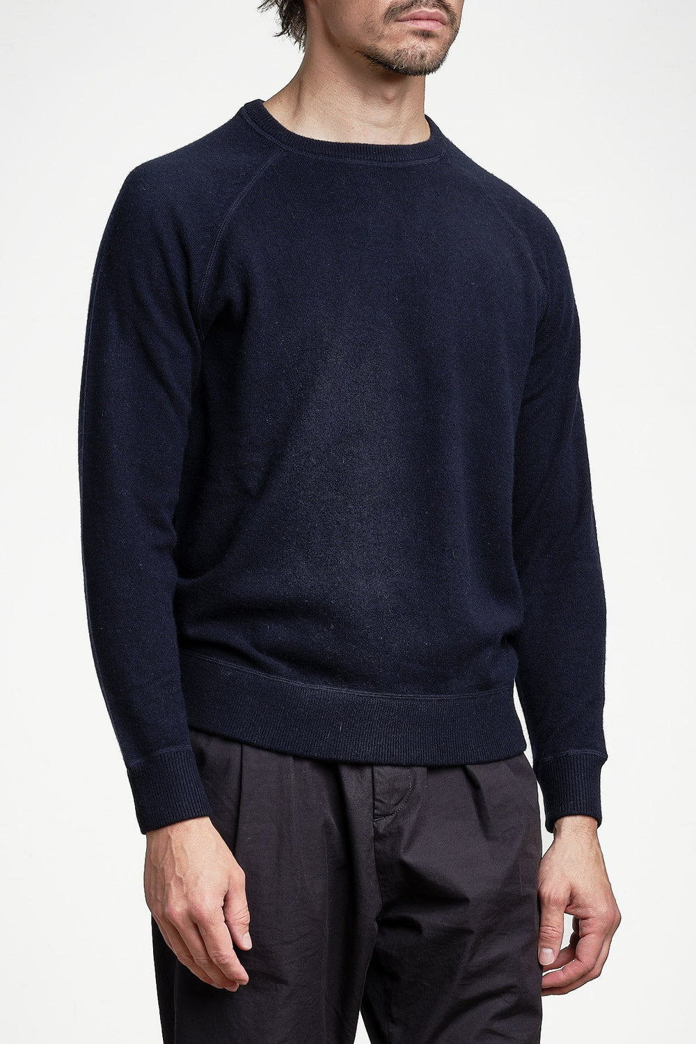 Luxury Cashmere Crew Neck Sweater Navy – JUPITER, sidan