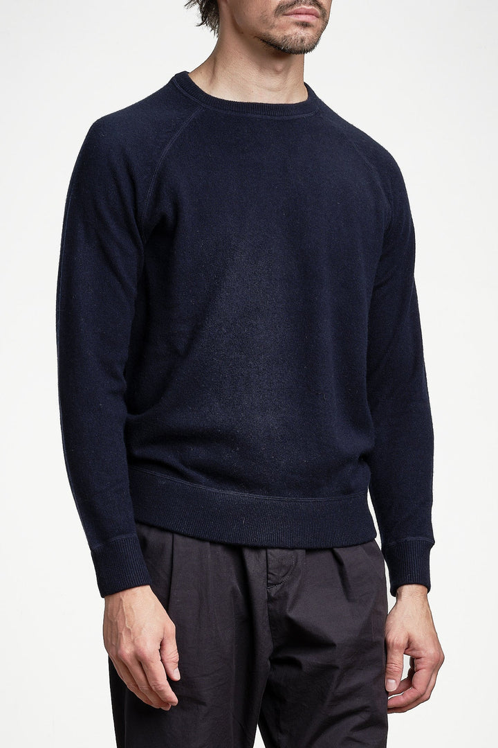 Luxury Cashmere Crew Neck Sweater Navy – JUPITER, sidan