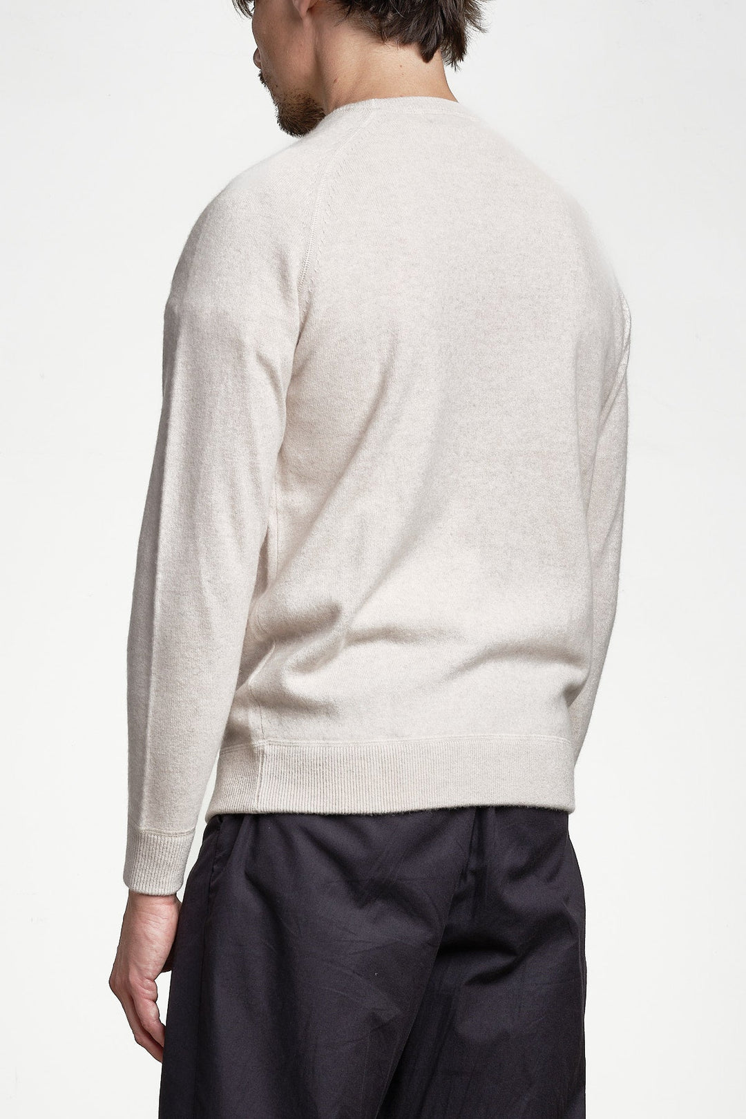 Luxury Cashmere Polo Neck Sweater Bone White – JUPITER, bakifrån