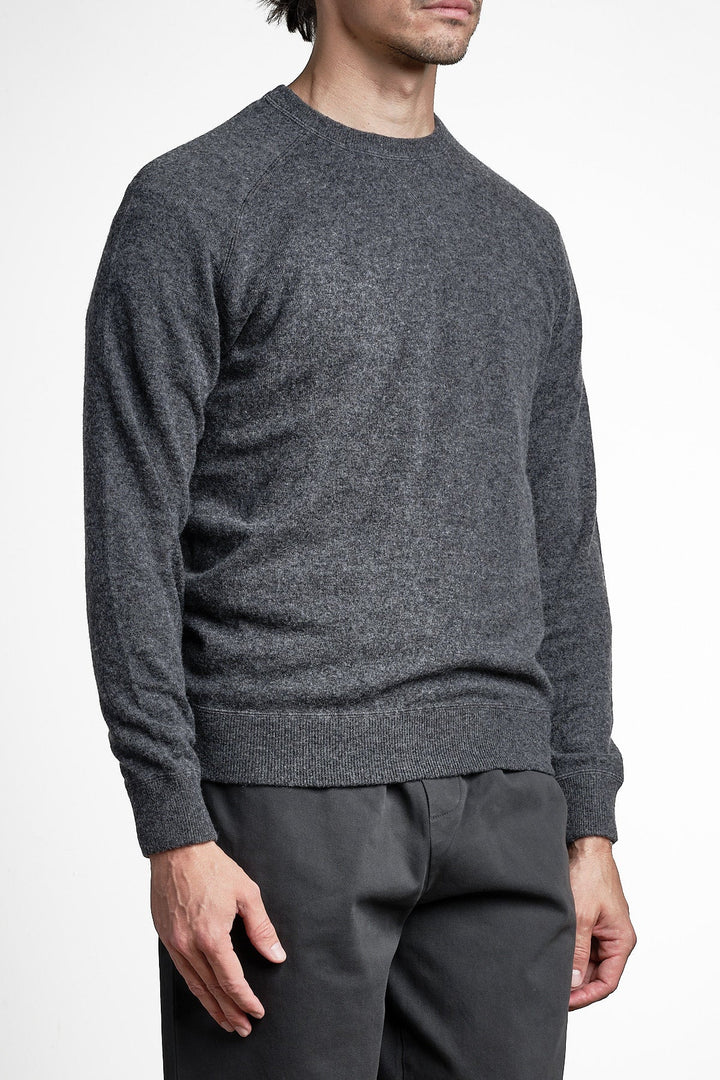 Wool Cashmere Raglan Sweater Mid Grey – Jupiter, bakifrån