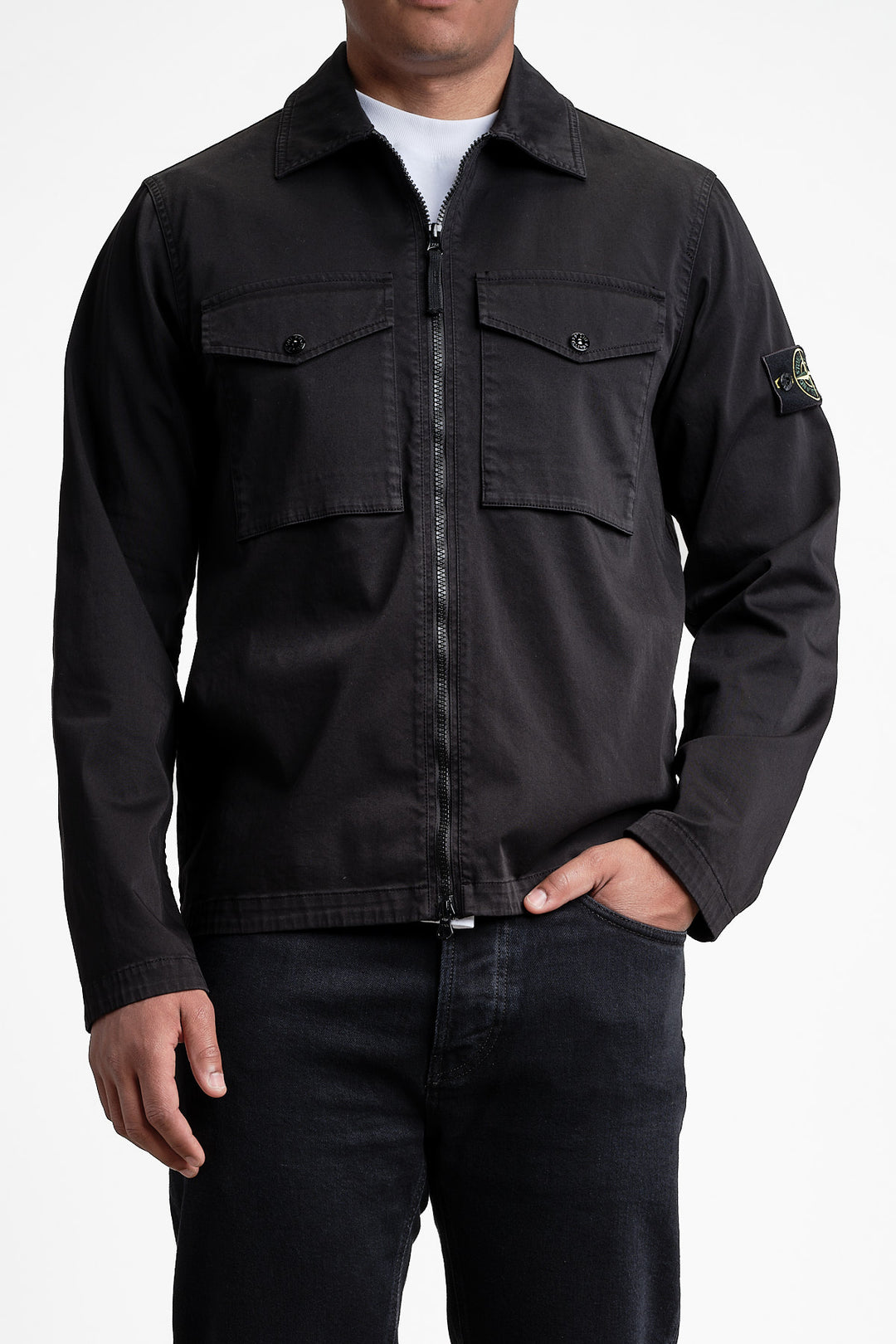Cotton Satin Overshirt Black