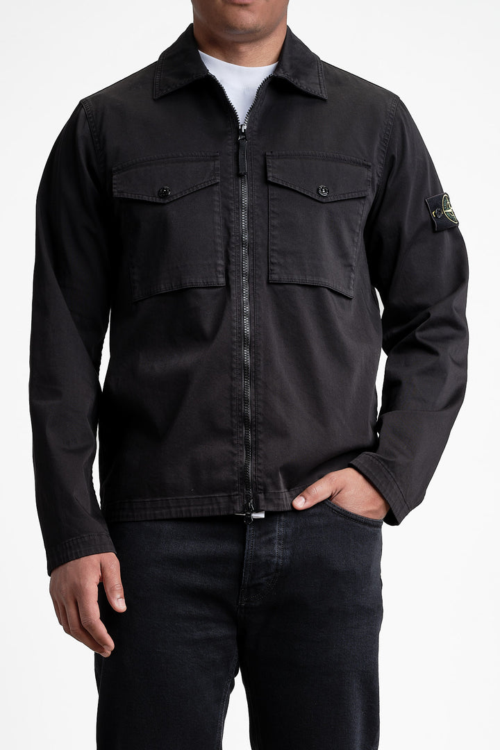 Cotton Satin Overshirt Black